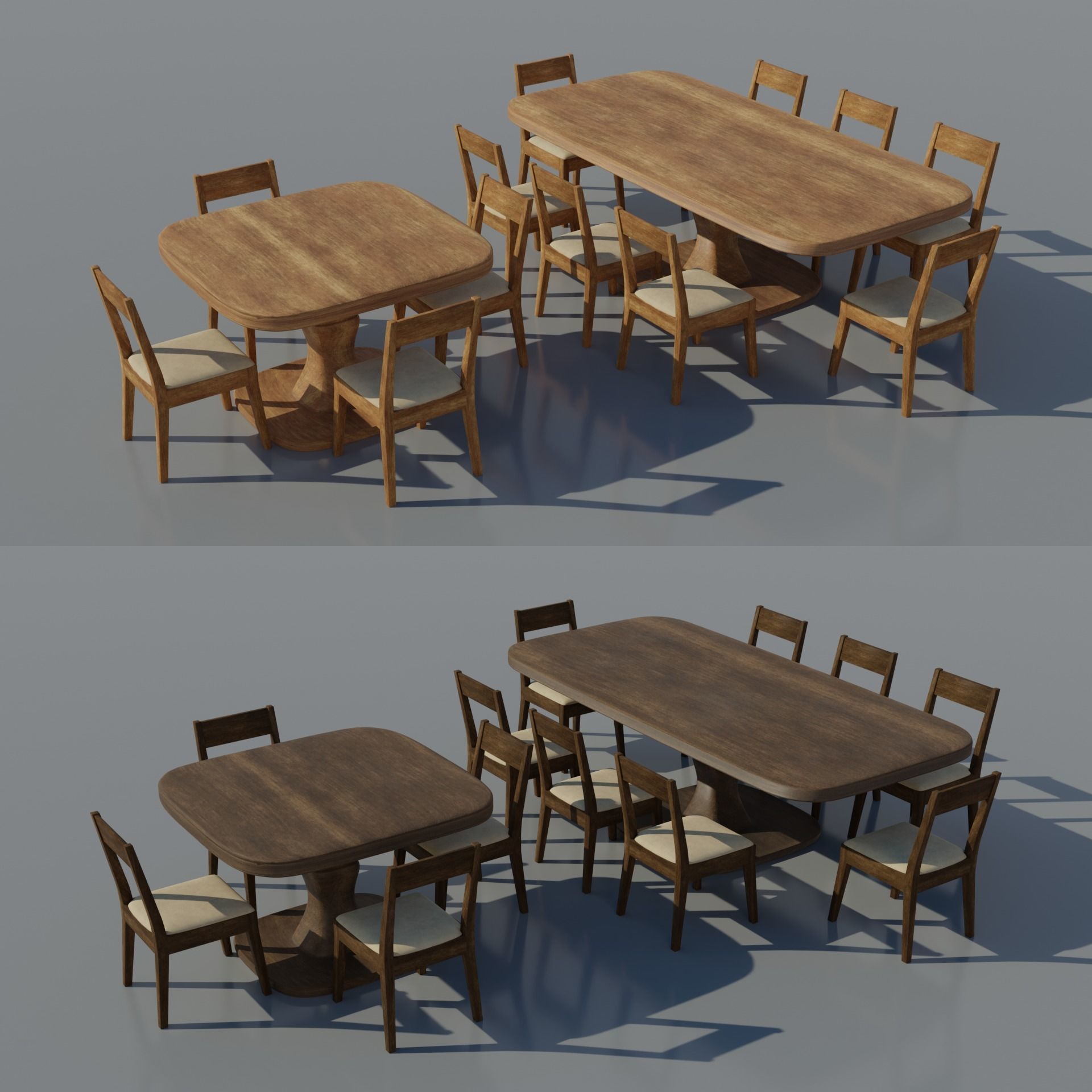SET Tables with Chairs PBR Low-poly 3D model_1