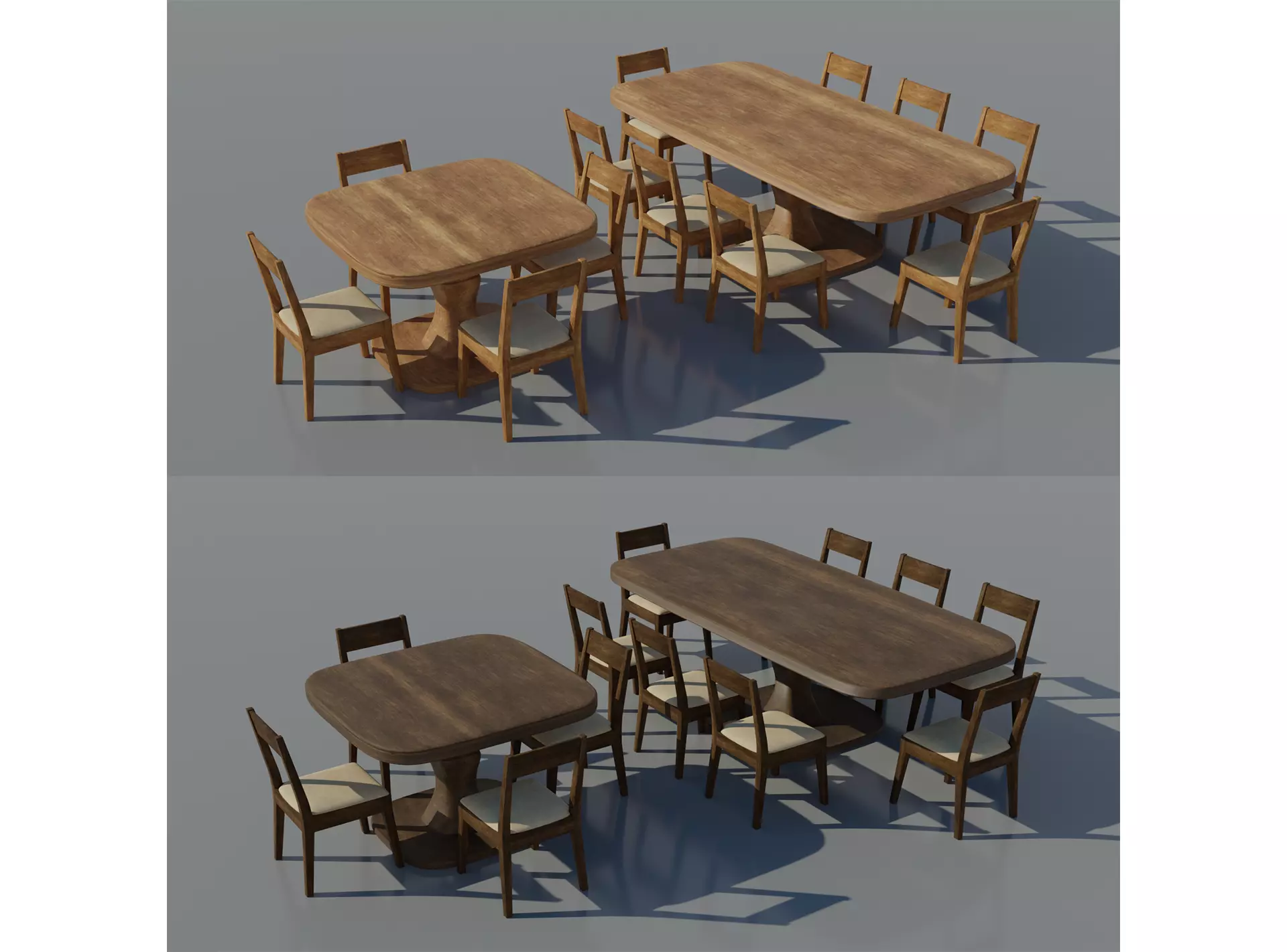 SET Tables with Chairs PBR Low-poly 3D model_0