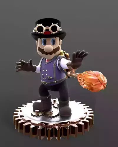 Steampunk Mario STL 3D print model