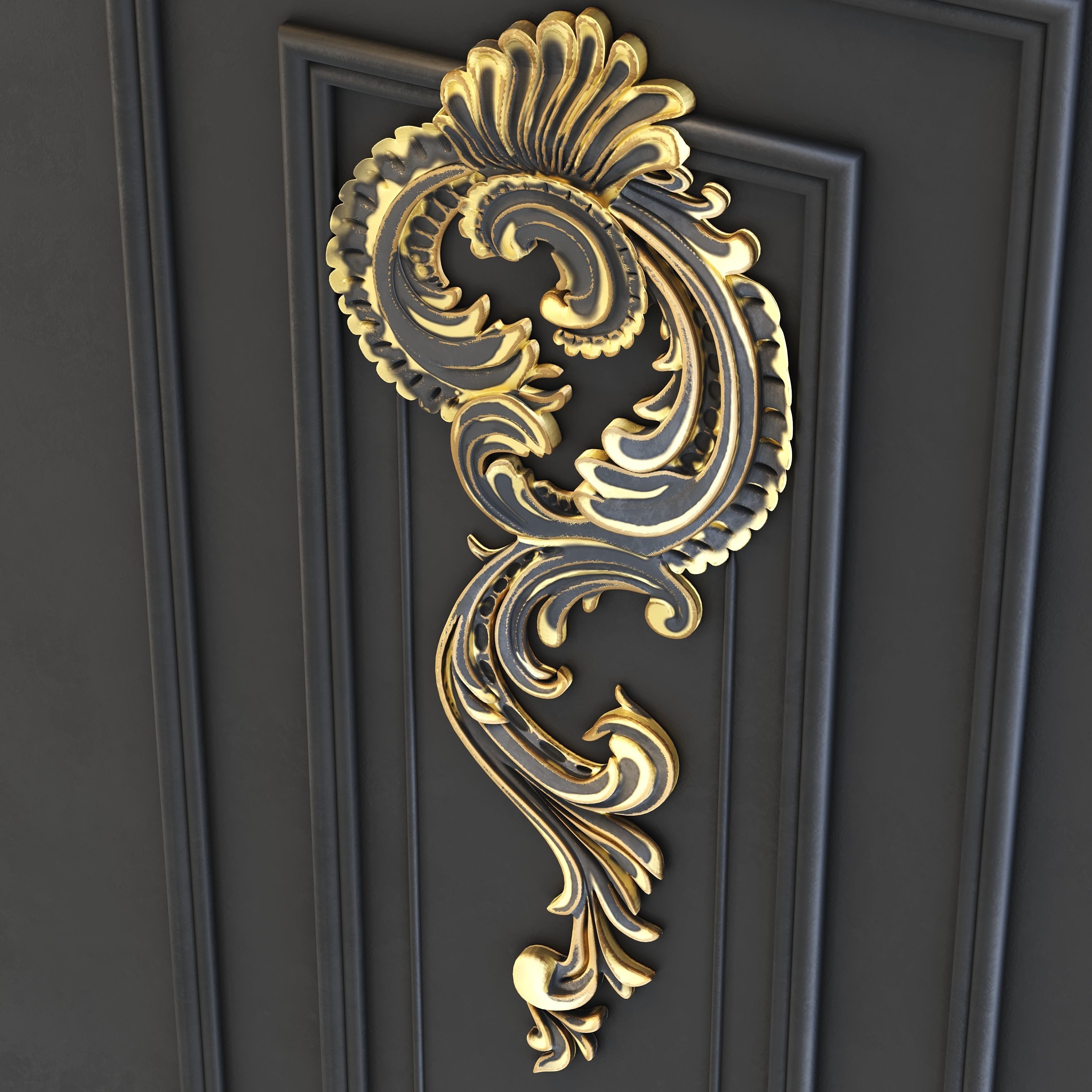 wall-set-ss1 ornate headboard gold 3D model_4