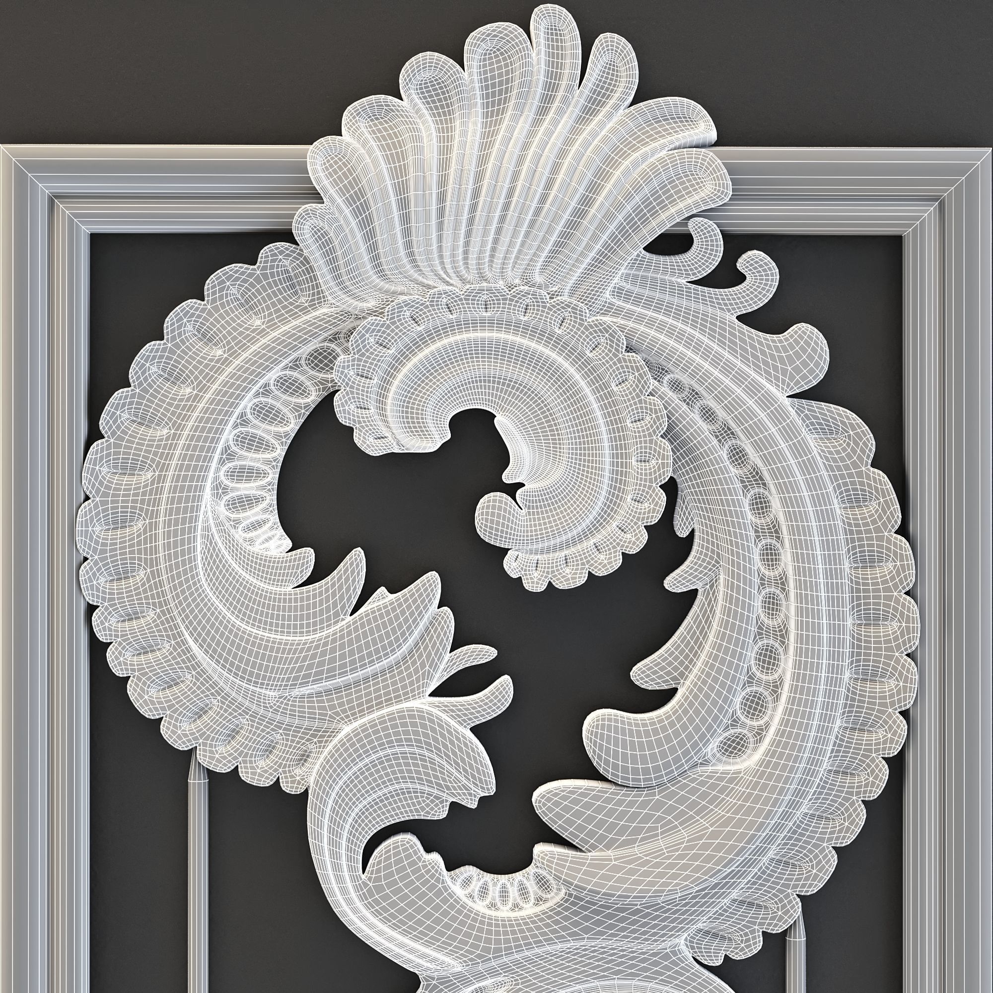 wall-set-ss1 ornate headboard gold 3D model_3