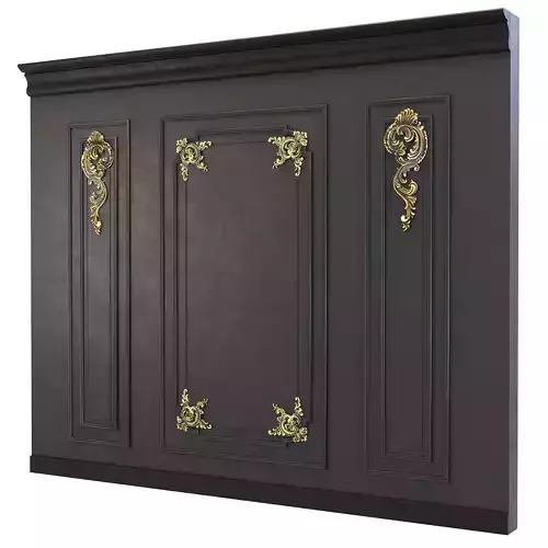 wall-set-ss1 ornate headboard gold 3D model