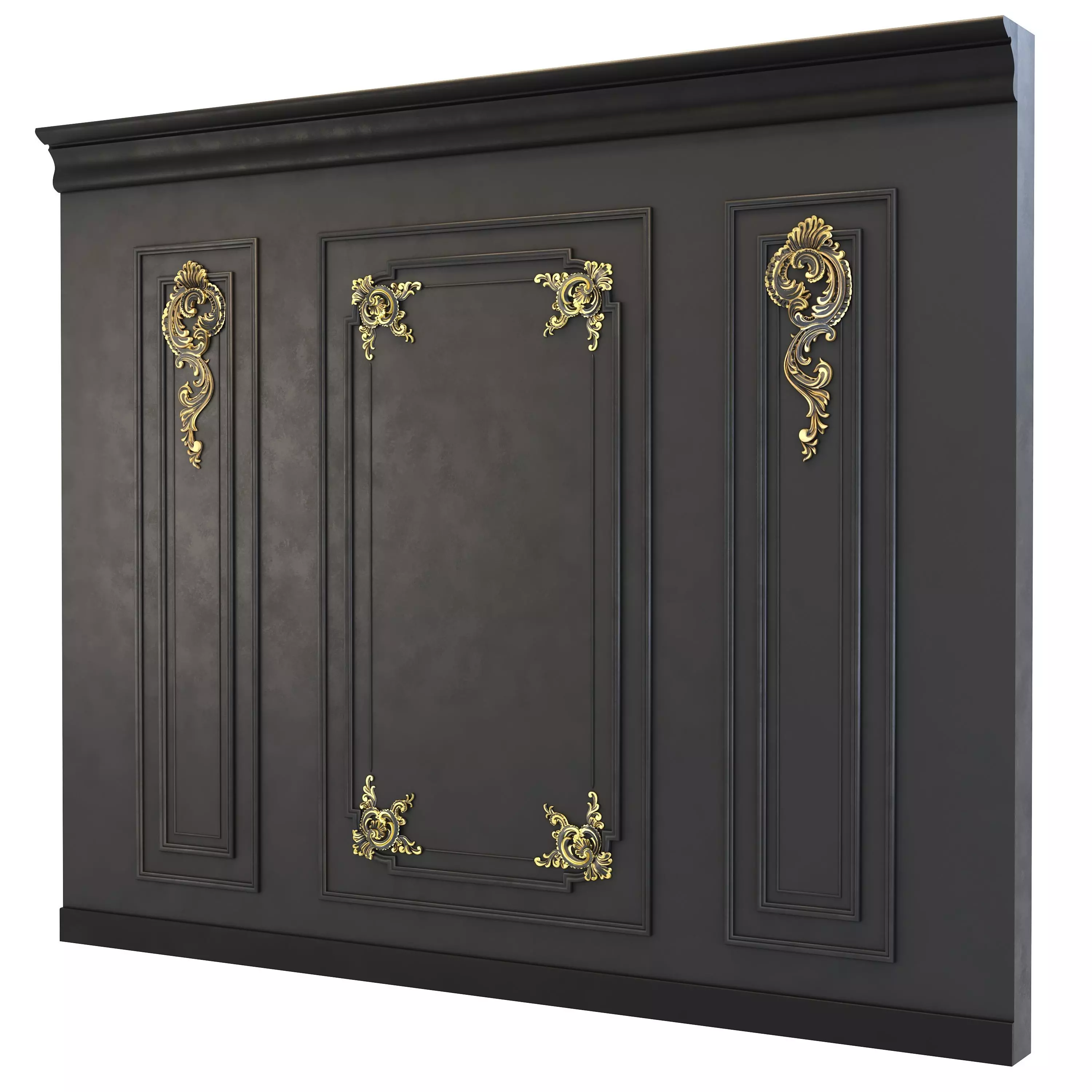 wall-set-ss1 ornate headboard gold 3D model_0