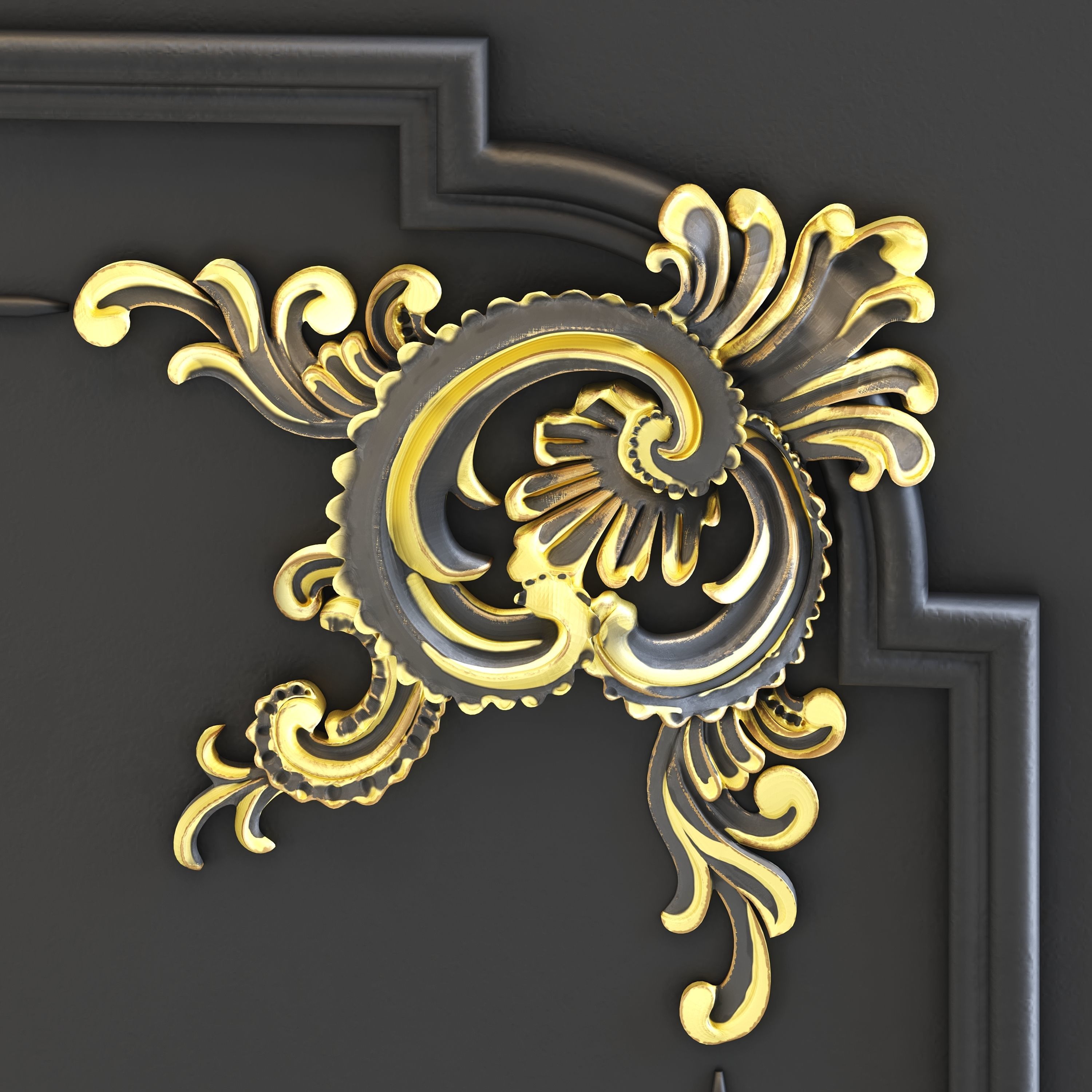 wall-set-ss1 ornate headboard gold 3D model_1