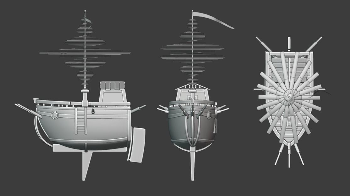 Stylized Boat 3D model_3