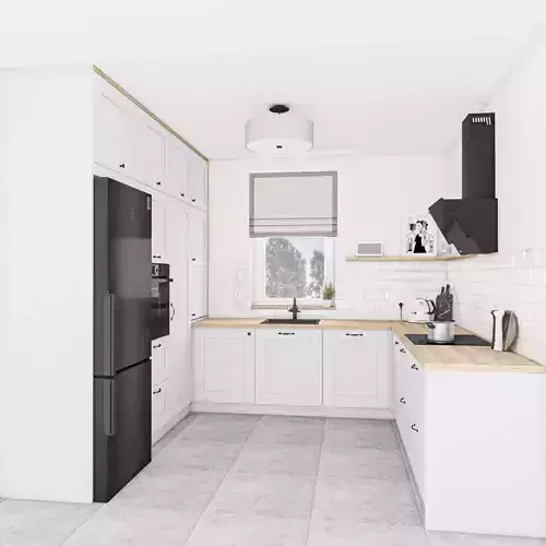 Light grey scandinavian kitchen 3D model