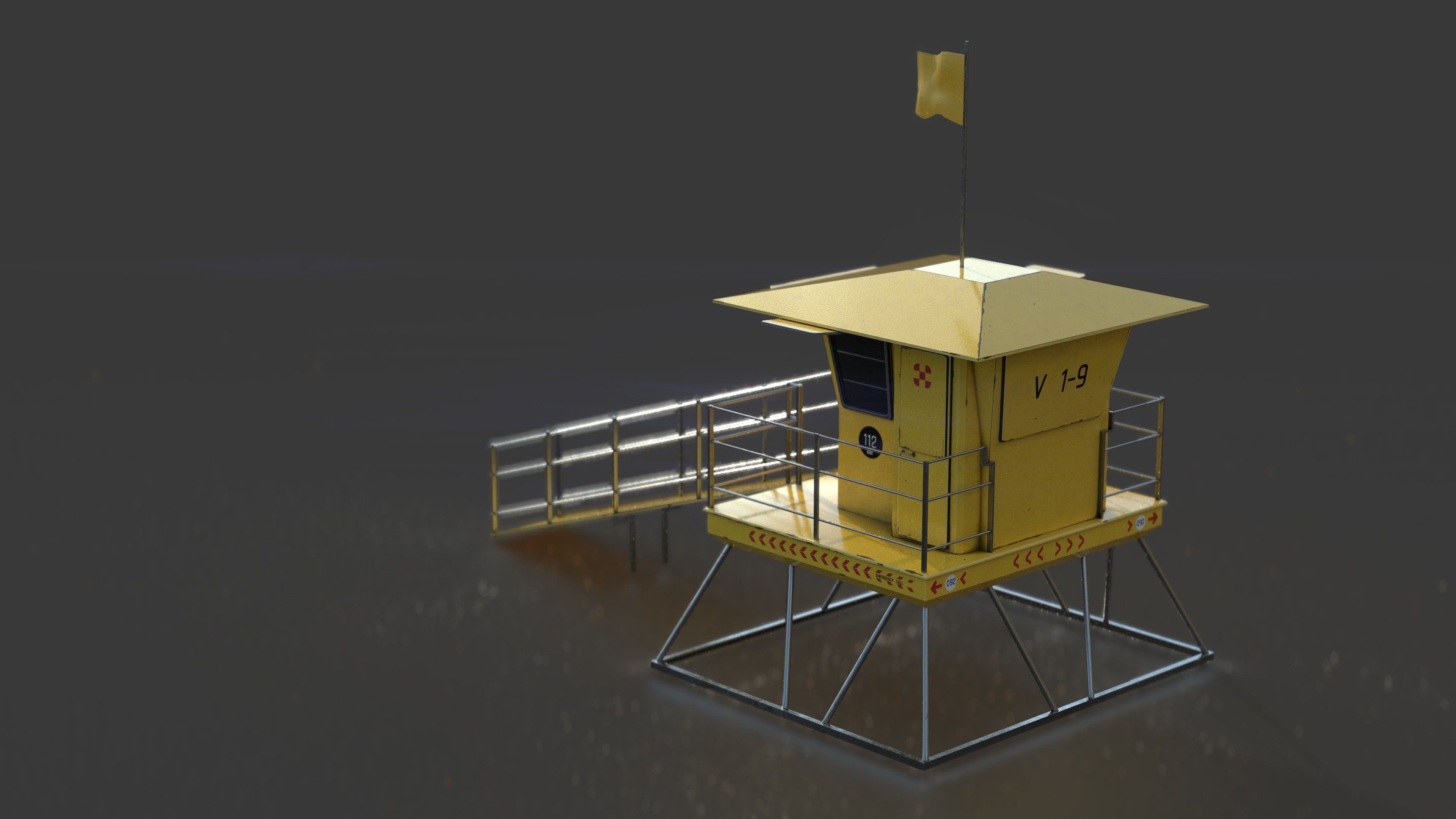 Lifeguard tower Low-poly 3D model_4