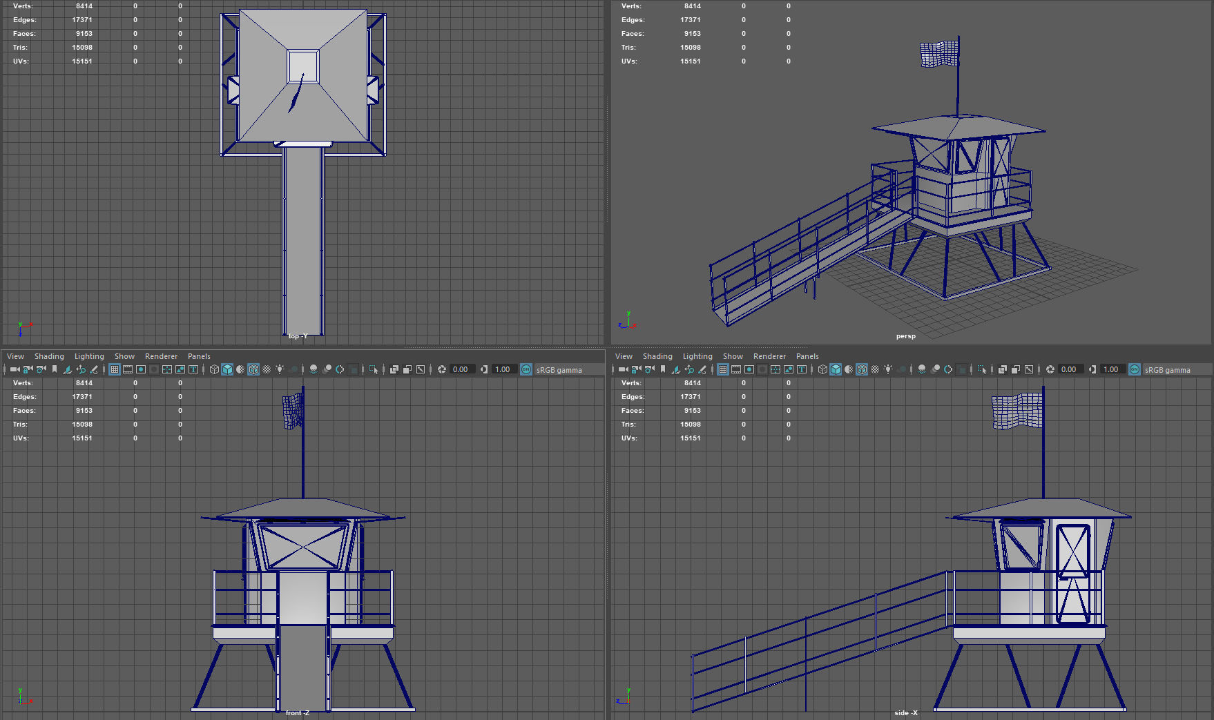 Lifeguard tower Low-poly 3D model_13