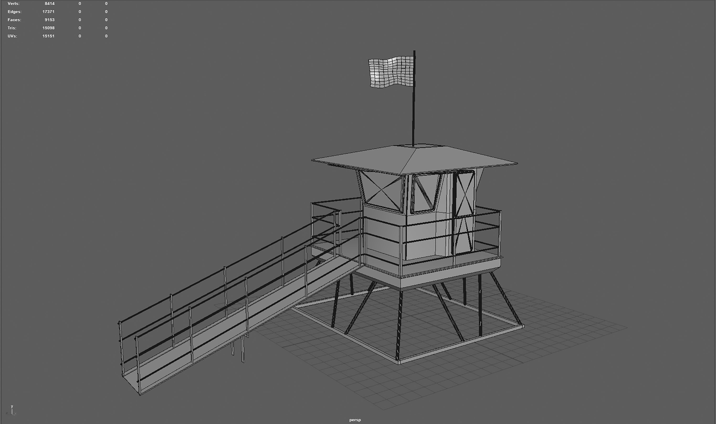 Lifeguard tower Low-poly 3D model_15