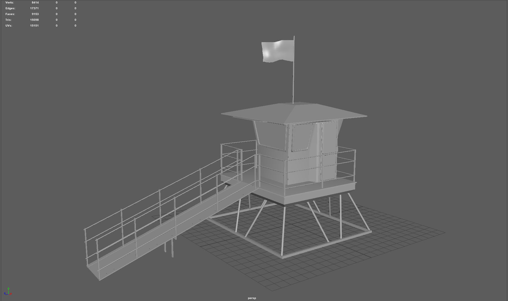 Lifeguard tower Low-poly 3D model_8