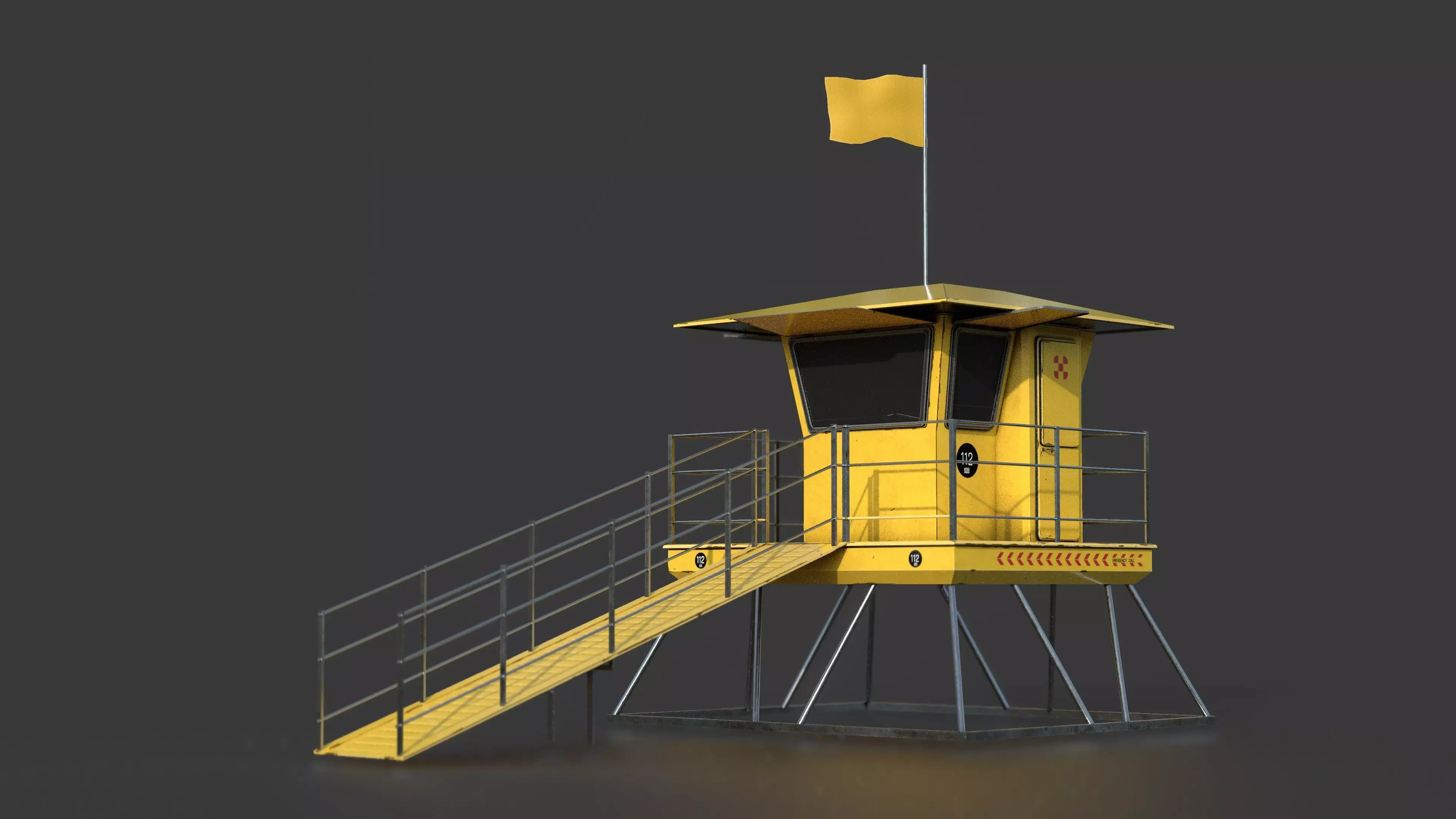 Lifeguard tower Low-poly 3D model_0