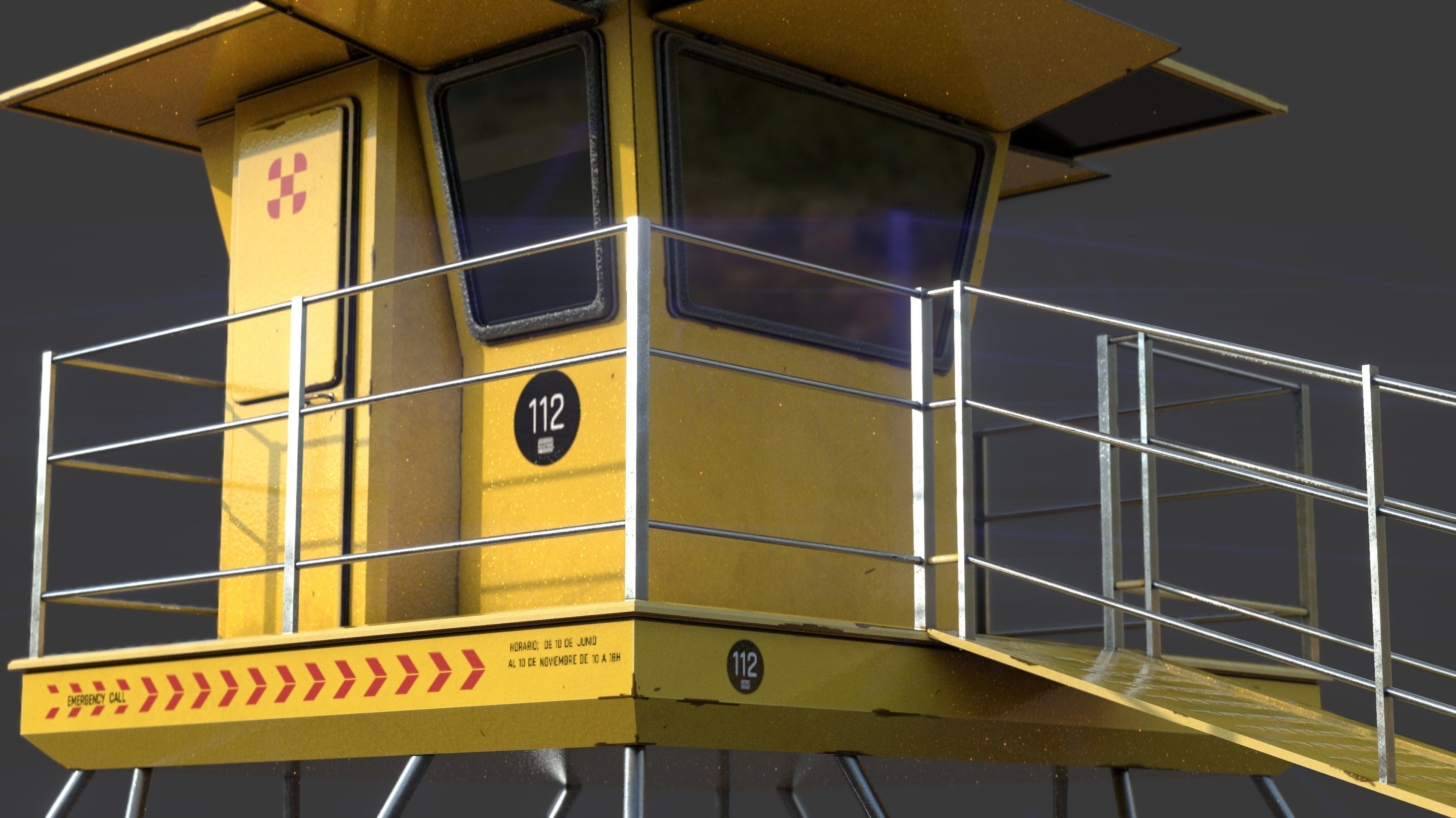 Lifeguard tower Low-poly 3D model_3