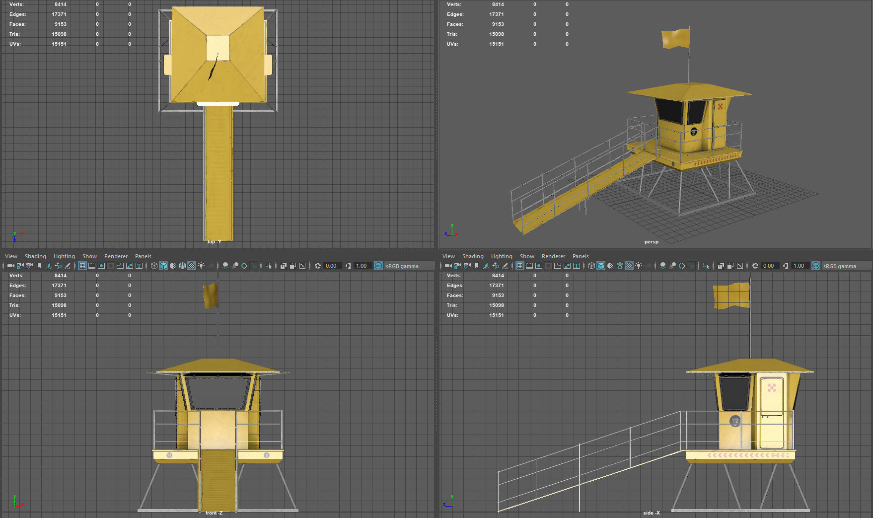 Lifeguard tower Low-poly 3D model_10