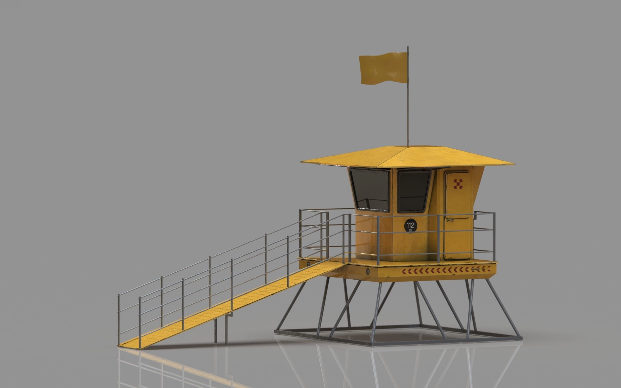 Lifeguard tower Low-poly 3D model_6