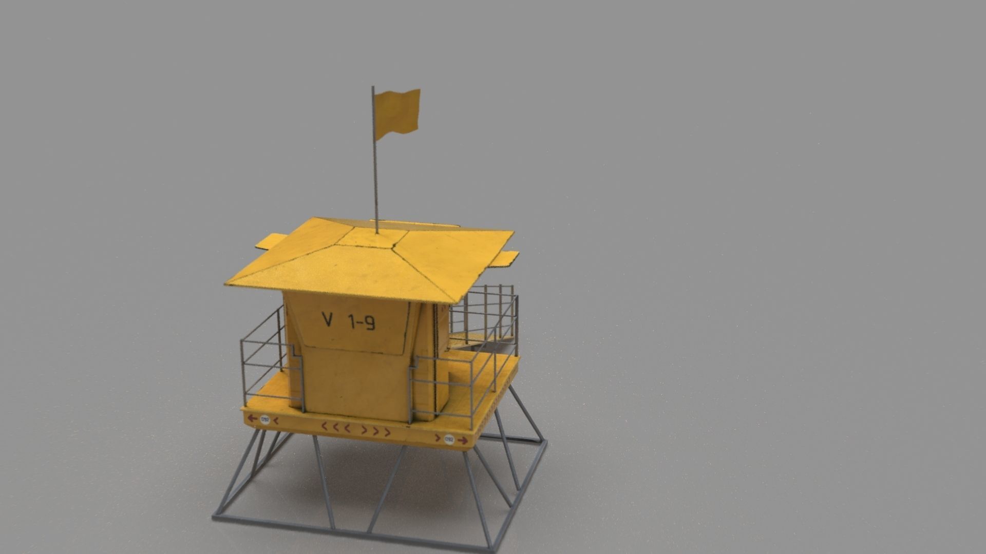 Lifeguard tower Low-poly 3D model_19