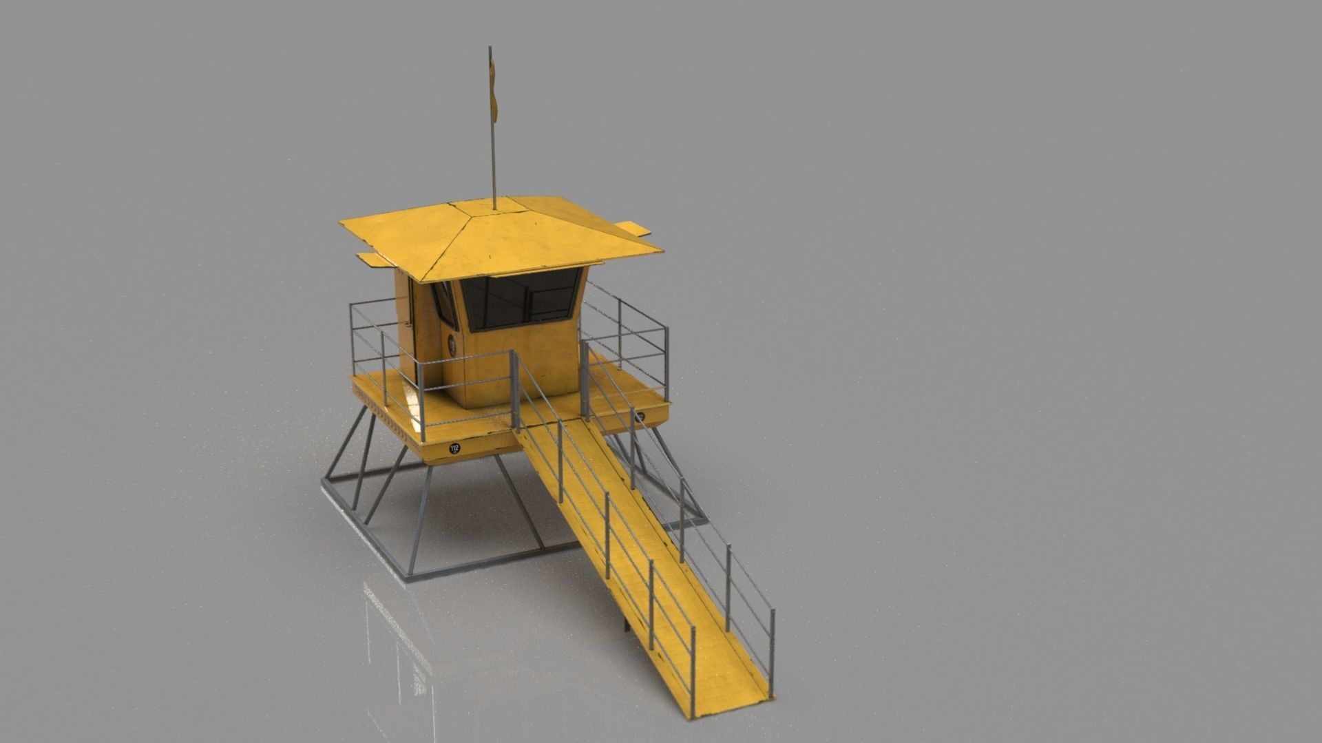 Lifeguard tower Low-poly 3D model_17