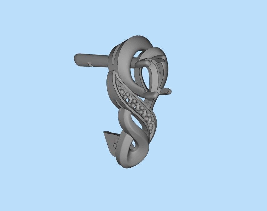 Women earrings with gems CAD 3dm stl 3D print model_39