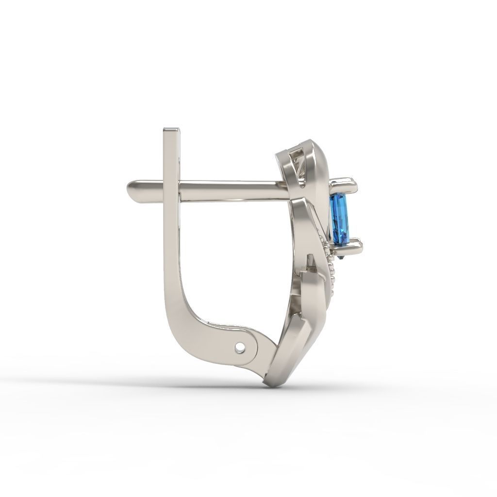 Women earrings with gems CAD 3dm stl 3D print model_14