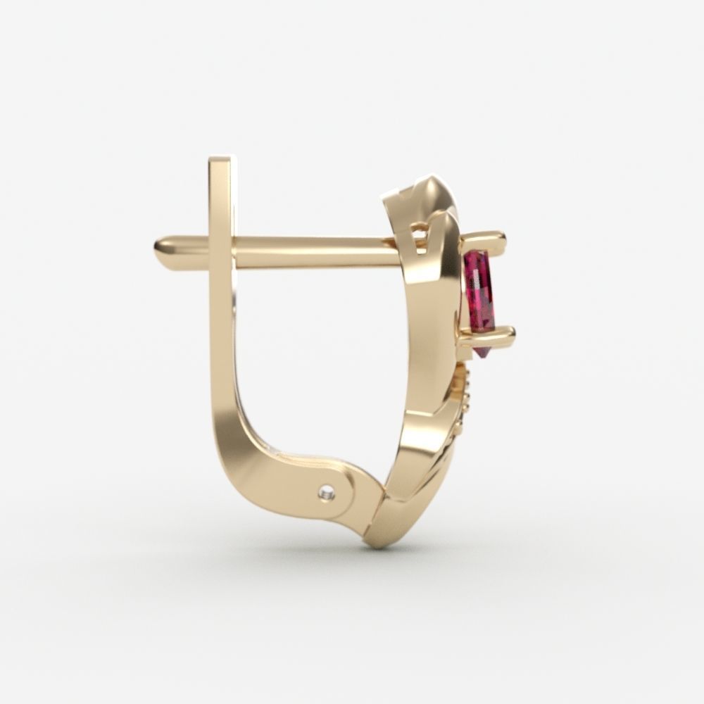 Women earrings with gems CAD 3dm stl 3D print model_4