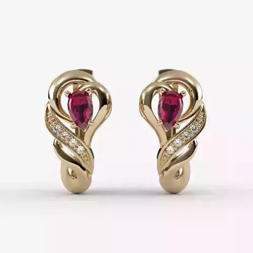 Women earrings with gems CAD 3dm stl 3D print model