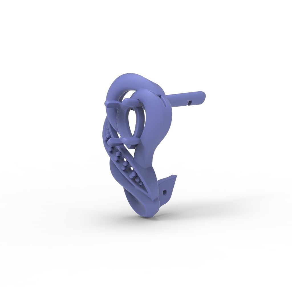 Women earrings with gems CAD 3dm stl 3D print model_23