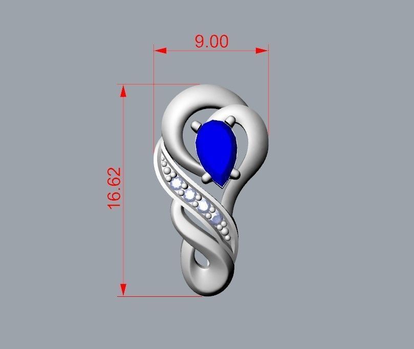 Women earrings with gems CAD 3dm stl 3D print model_34