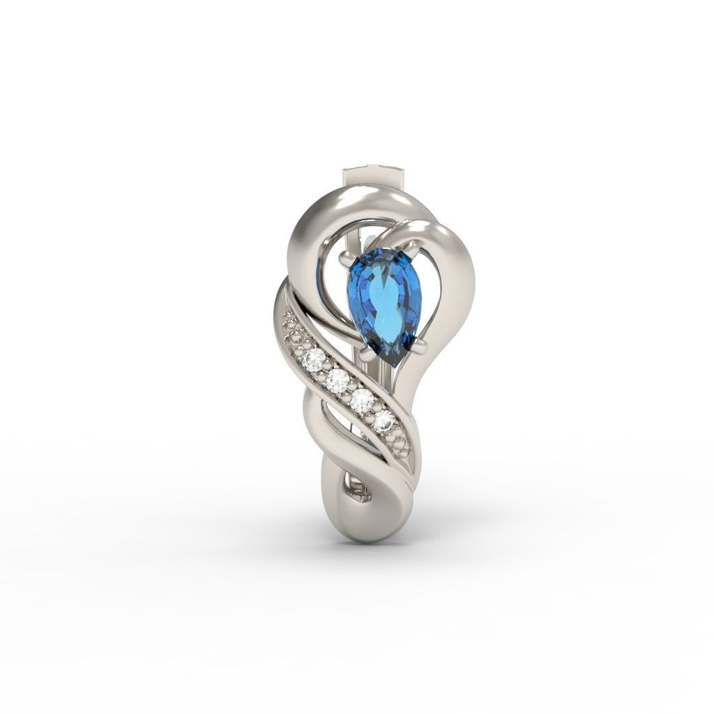 Women earrings with gems CAD 3dm stl 3D print model_21