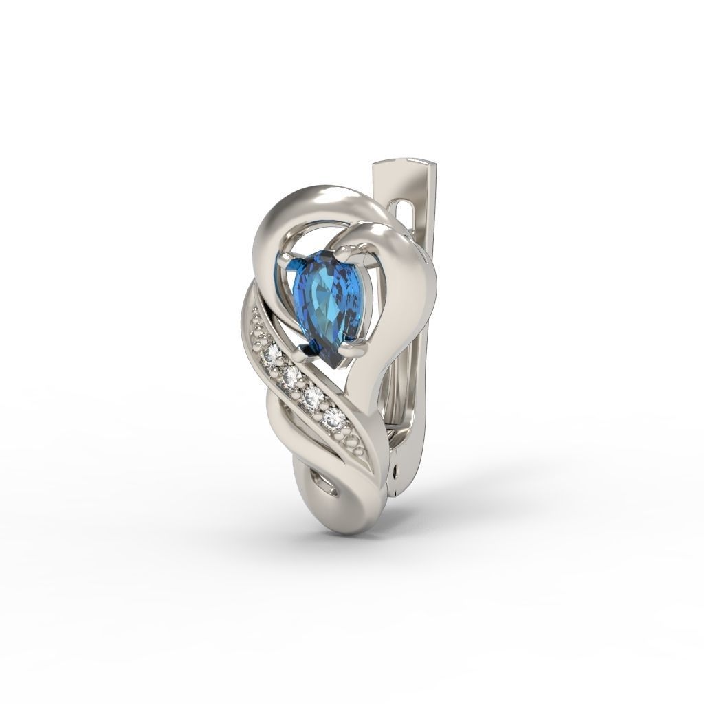 Women earrings with gems CAD 3dm stl 3D print model_20