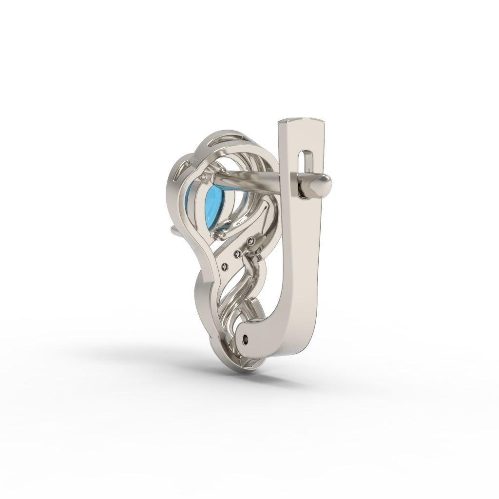 Women earrings with gems CAD 3dm stl 3D print model_16