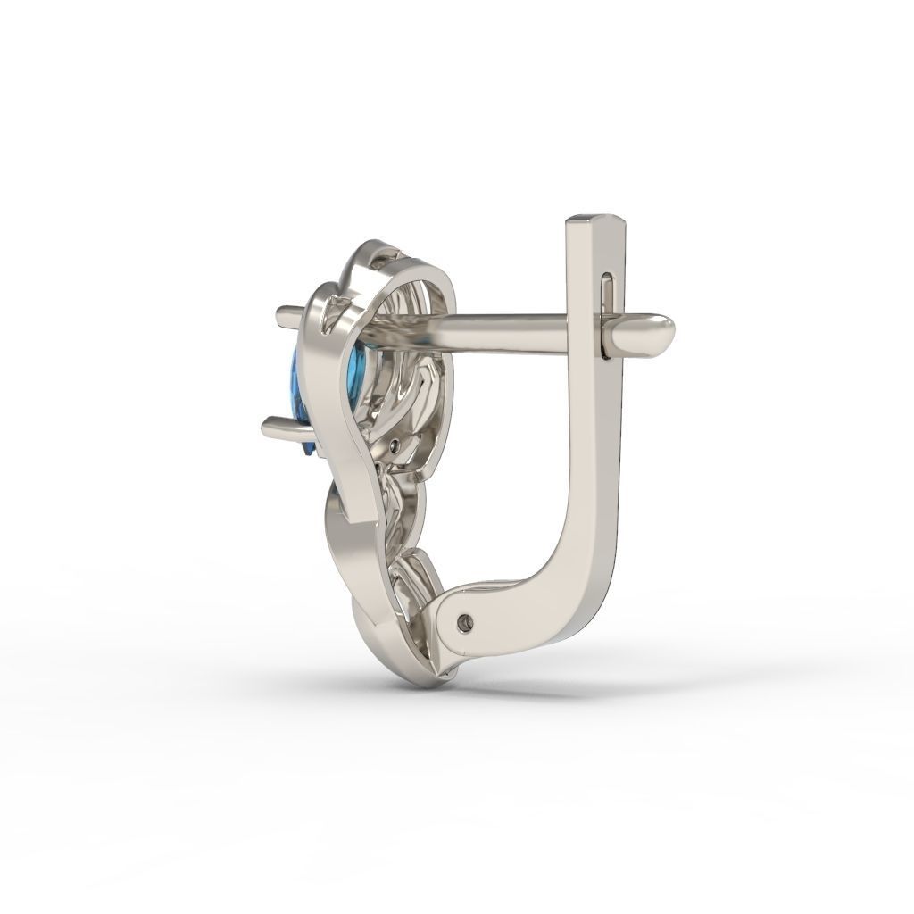 Women earrings with gems CAD 3dm stl 3D print model_17