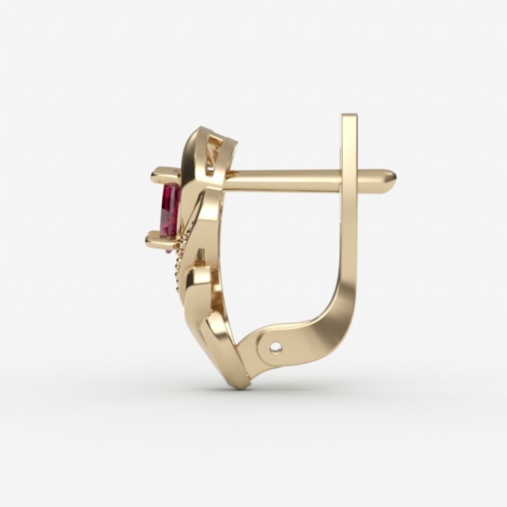 Women earrings with gems CAD 3dm stl 3D print model_3