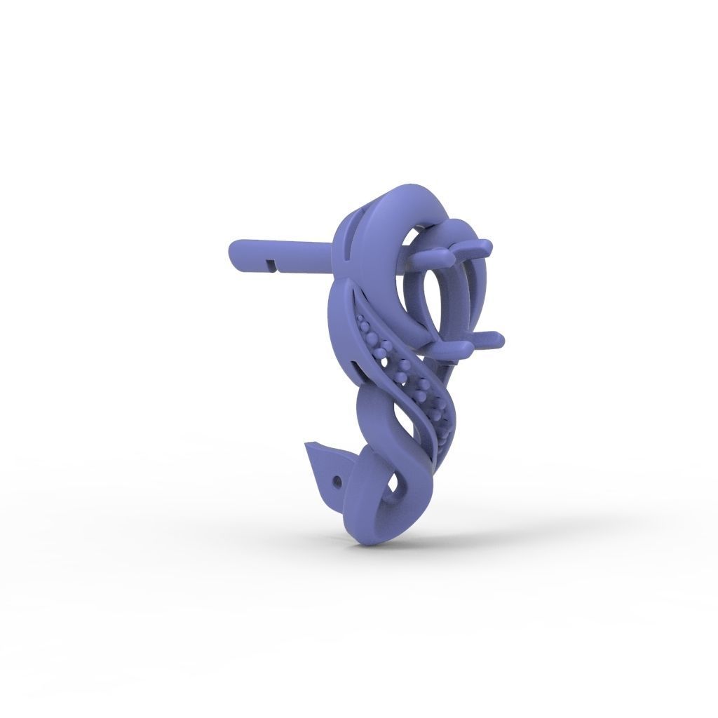 Women earrings with gems CAD 3dm stl 3D print model_29