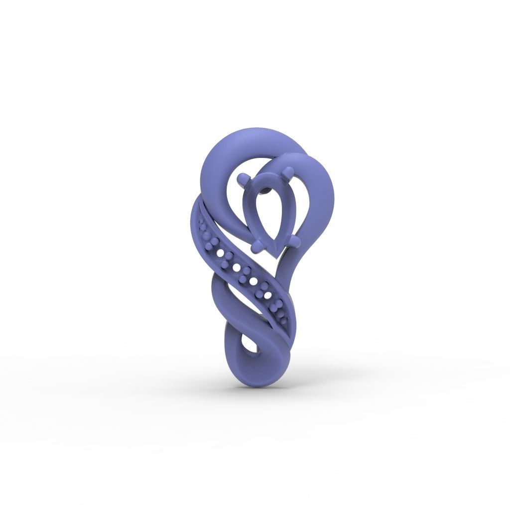 Women earrings with gems CAD 3dm stl 3D print model_31