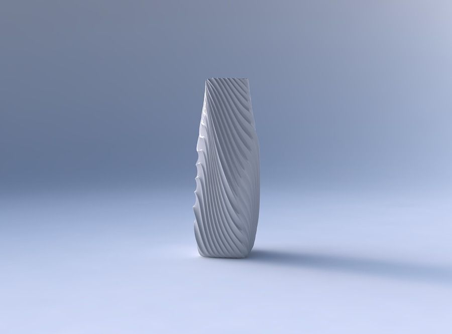 Vase twisted rectangle with wavy extruded lines 3 3D print model_4