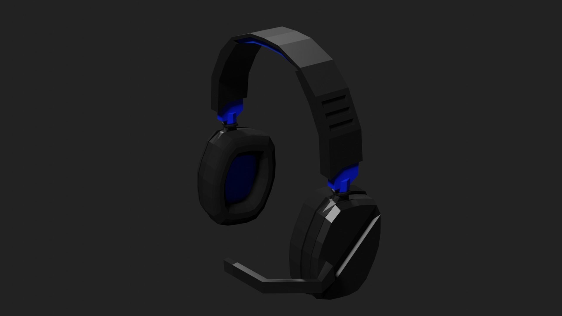 Lowpoly Style Gaming Headset Low-poly 3D model_7
