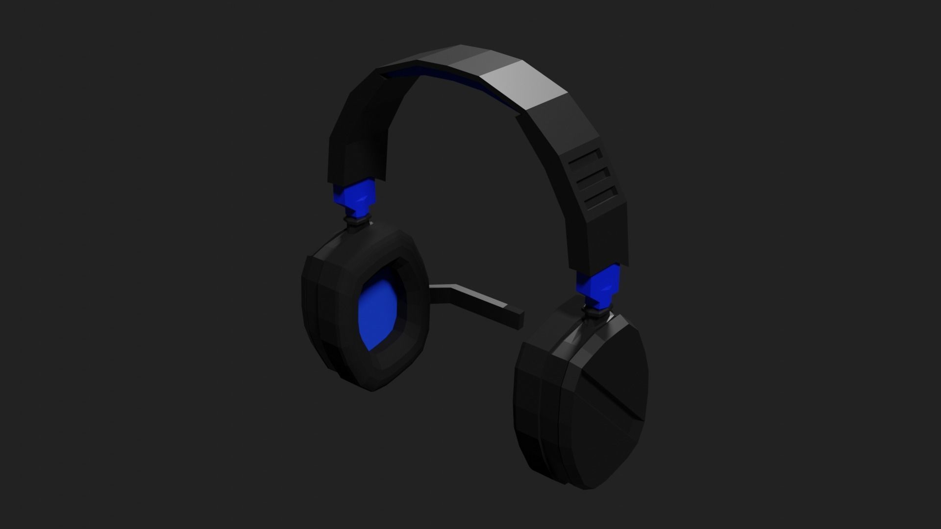 Lowpoly Style Gaming Headset Low-poly 3D model_15