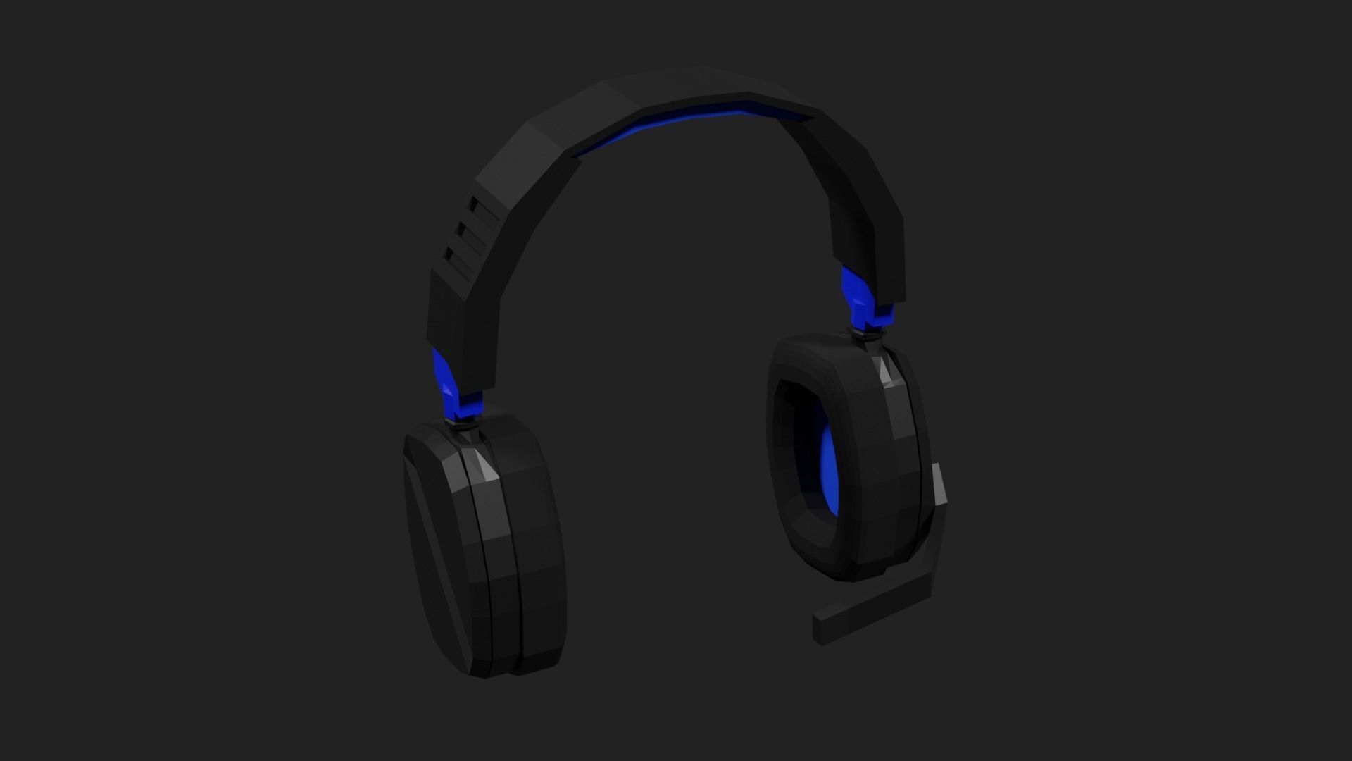 Lowpoly Style Gaming Headset Low-poly 3D model_20