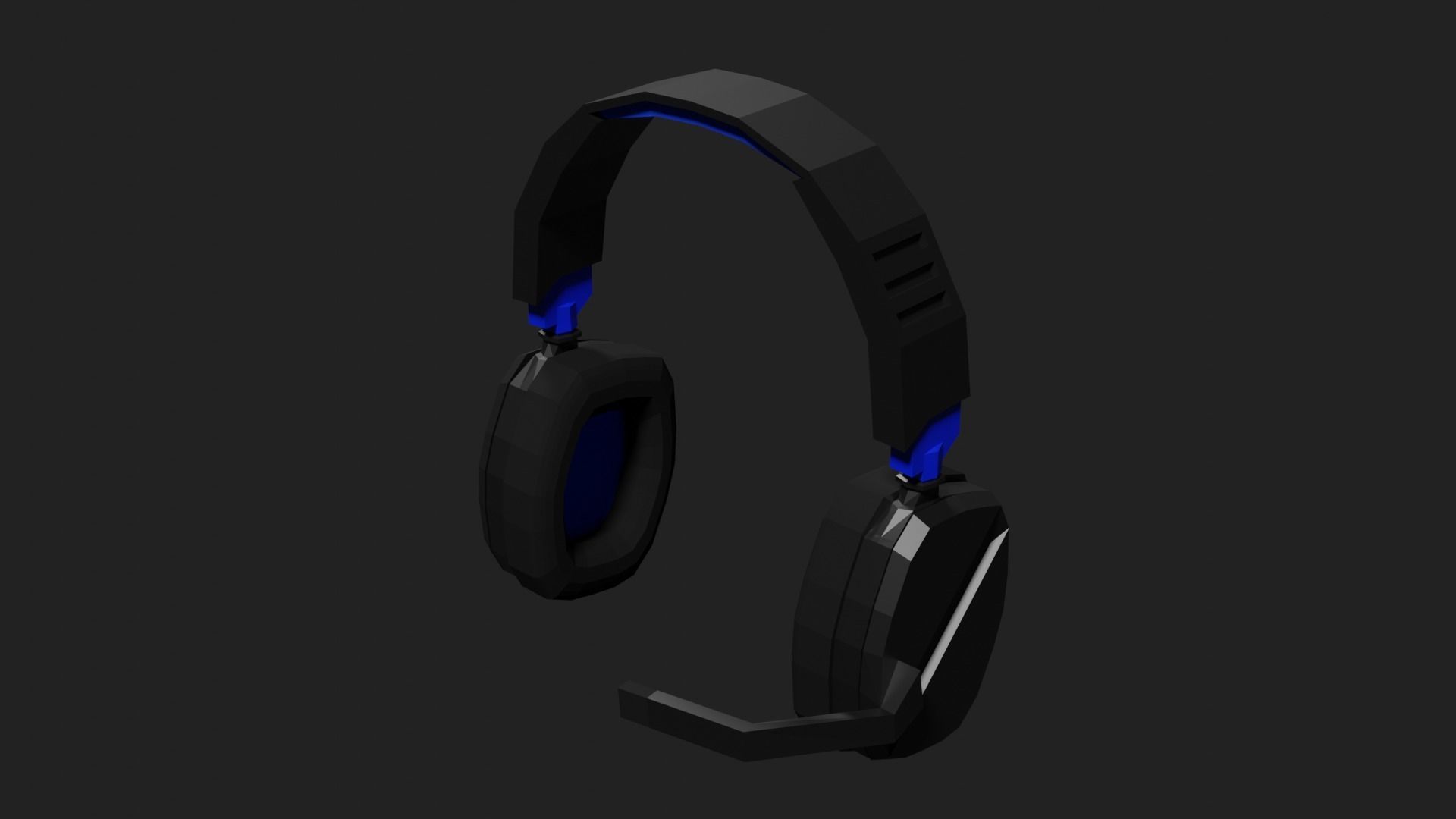 Lowpoly Style Gaming Headset Low-poly 3D model_6