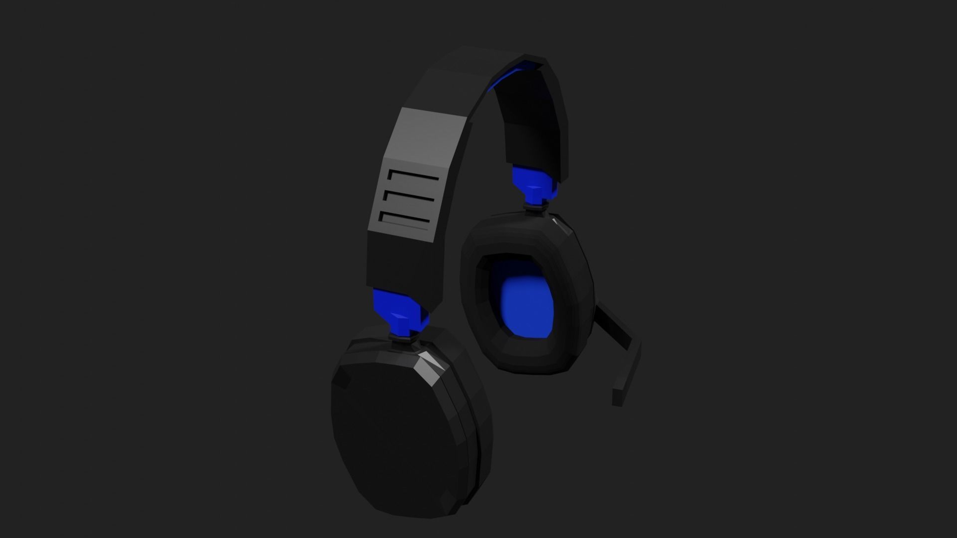 Lowpoly Style Gaming Headset Low-poly 3D model_18