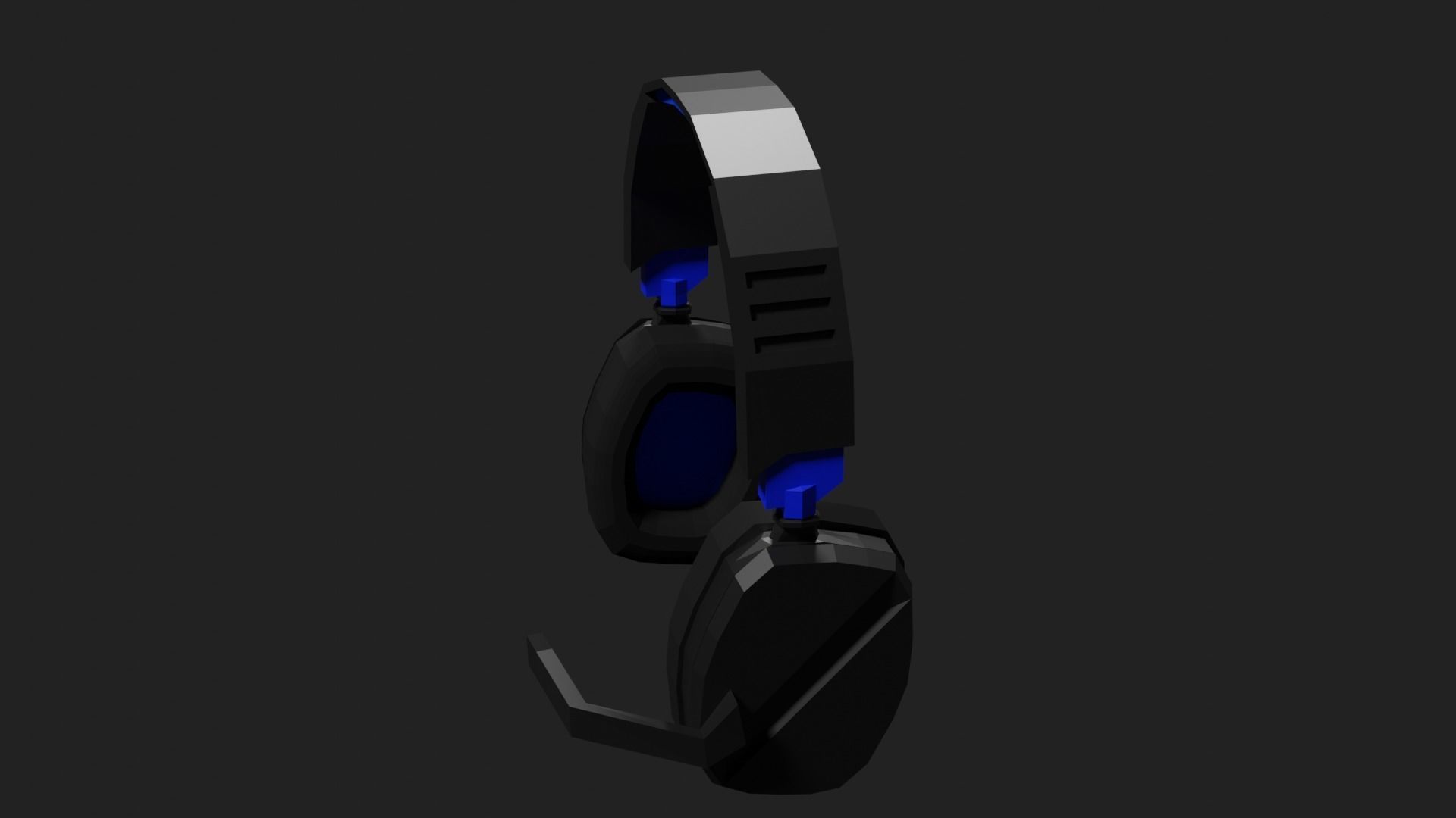 Lowpoly Style Gaming Headset Low-poly 3D model_8