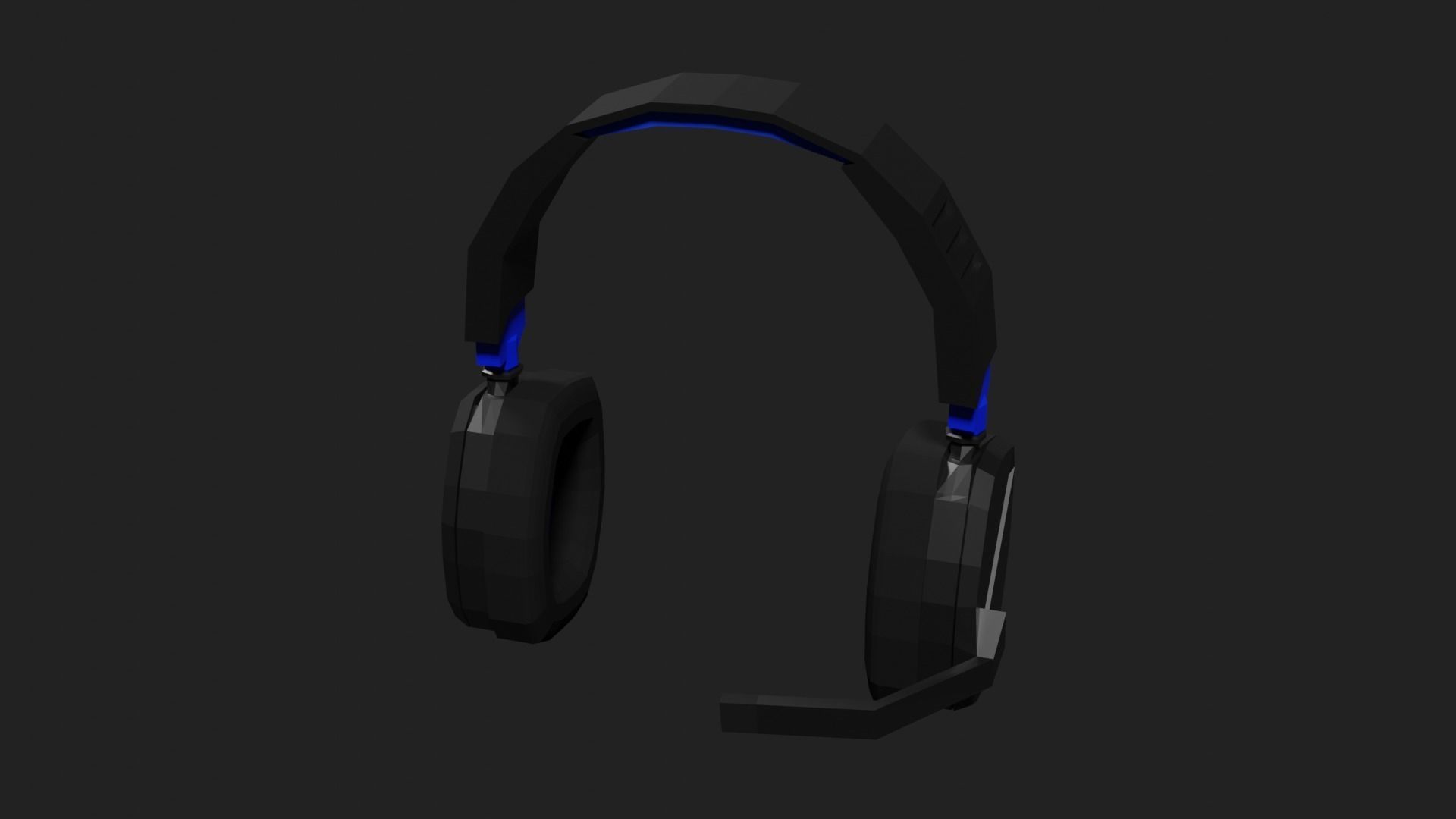 Lowpoly Style Gaming Headset Low-poly 3D model_5