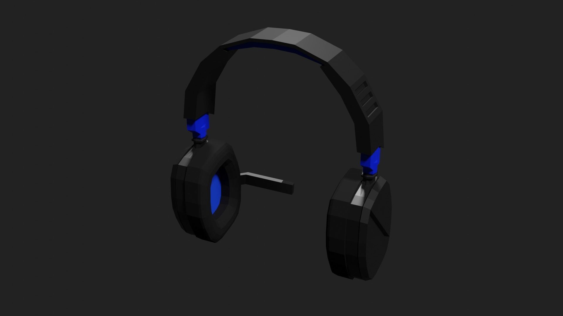 Lowpoly Style Gaming Headset Low-poly 3D model_14