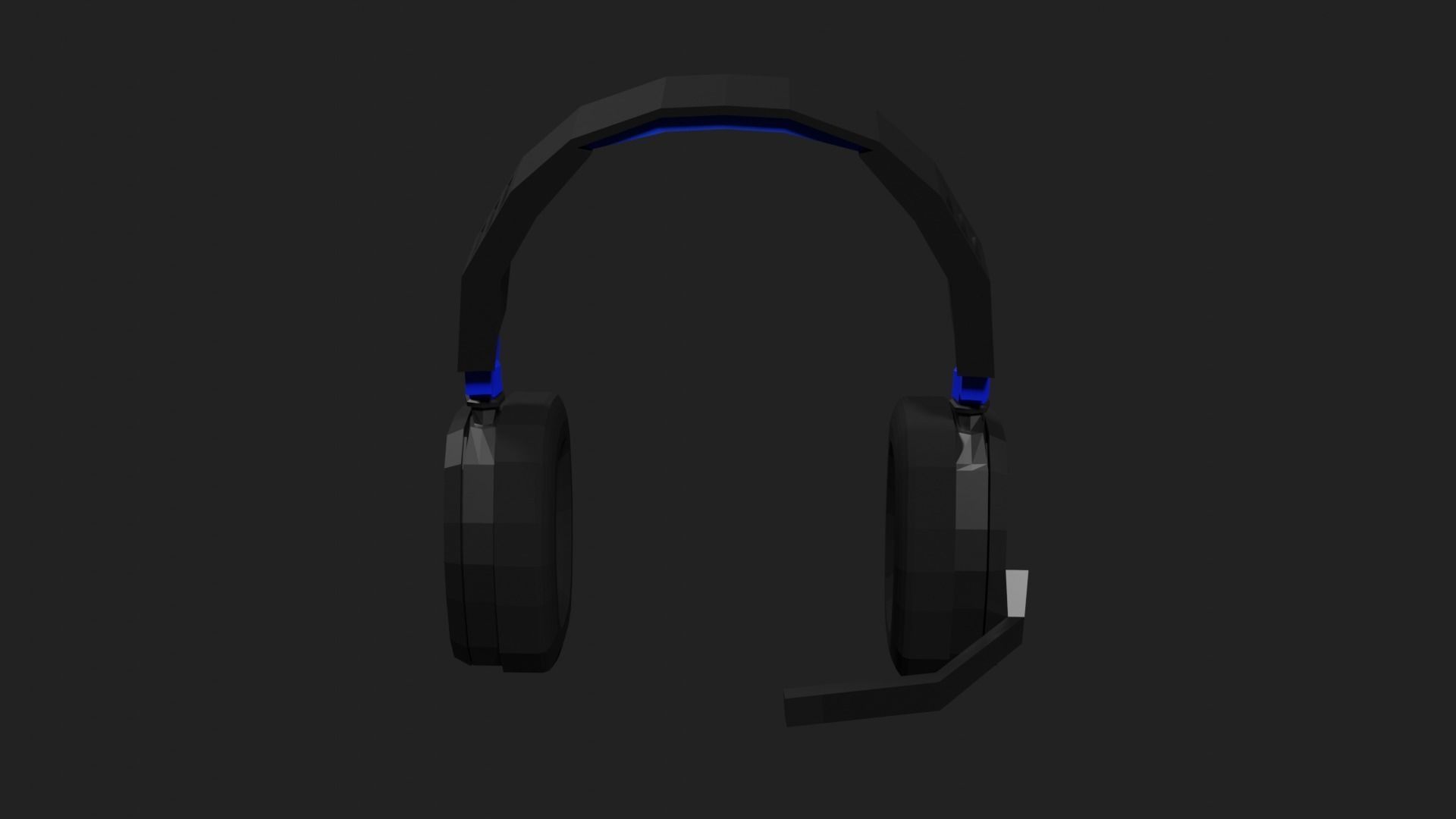 Lowpoly Style Gaming Headset Low-poly 3D model_4
