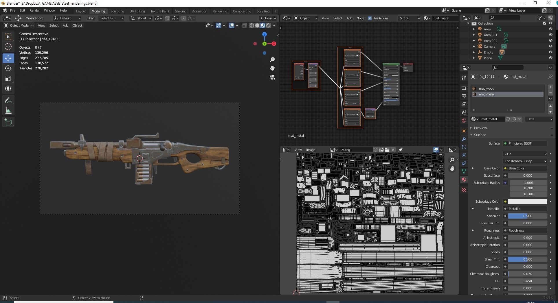 Rifle Sci-Fi Post Apocalypse Game Ready Low-poly 3D model_7