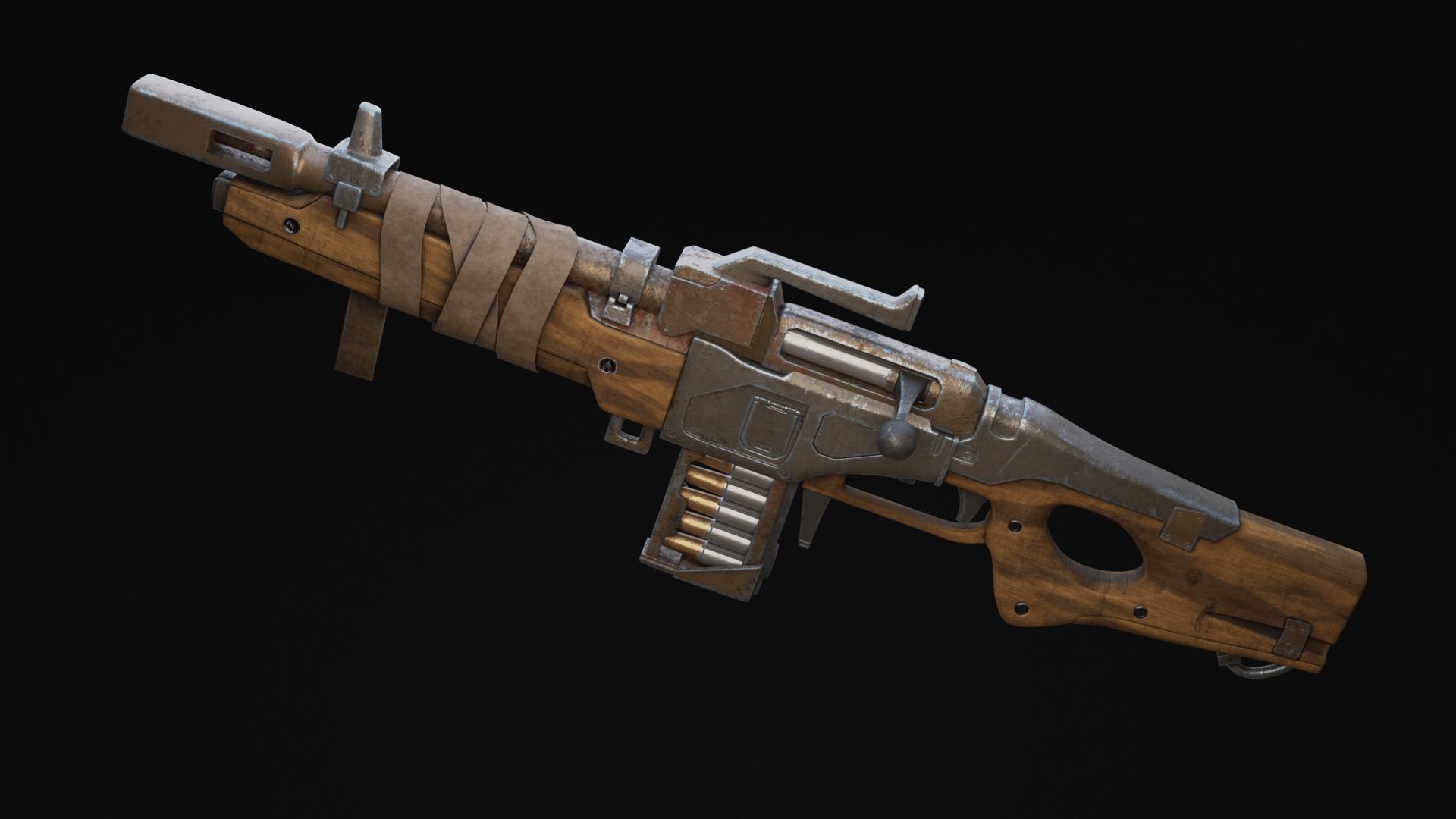 Rifle Sci-Fi Post Apocalypse Game Ready Low-poly 3D model_4