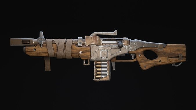 Rifle Sci-Fi Post Apocalypse Game Ready Low-poly 3D model