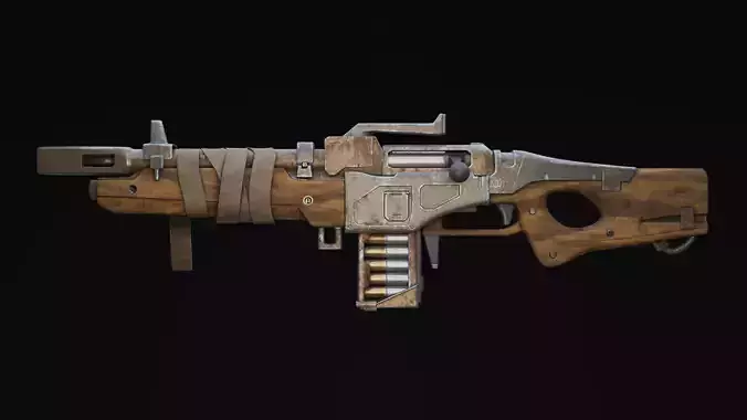 Rifle Sci-Fi Post Apocalypse Game Ready Low-poly 3D model