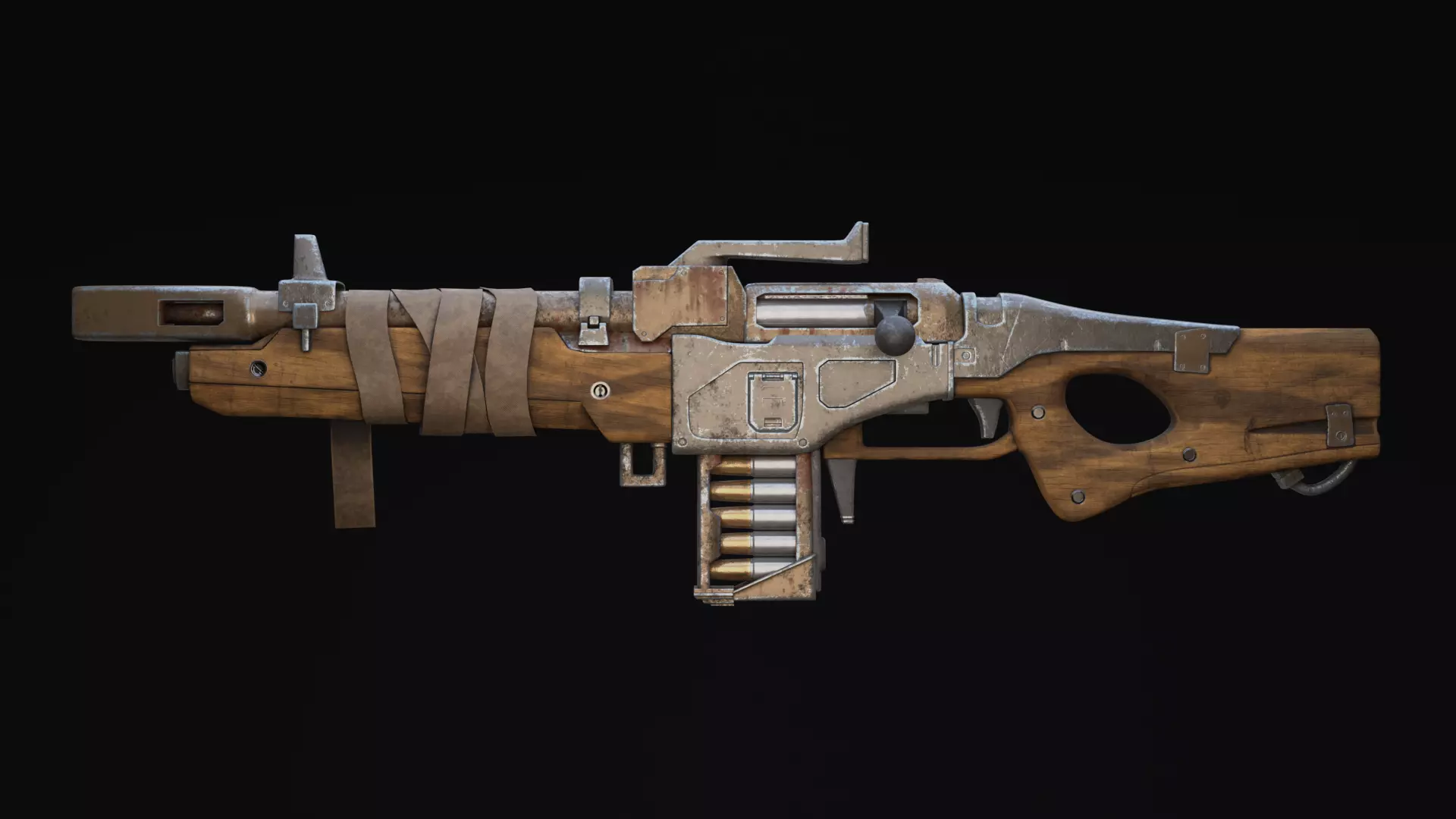 Rifle Sci-Fi Post Apocalypse Game Ready Low-poly 3D model_0