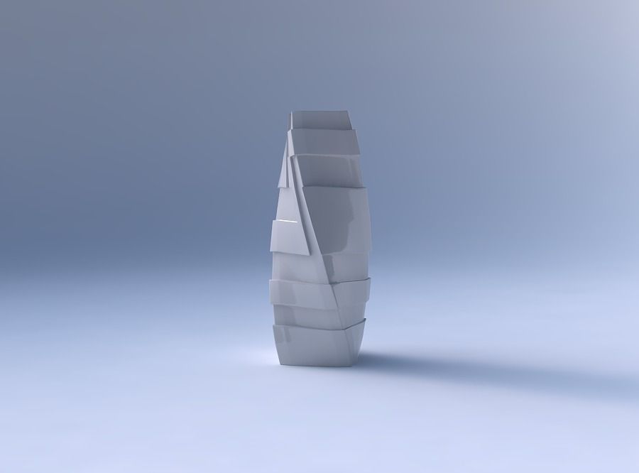 Vase twisted rectangle with sharp ribbons 3D print model_4