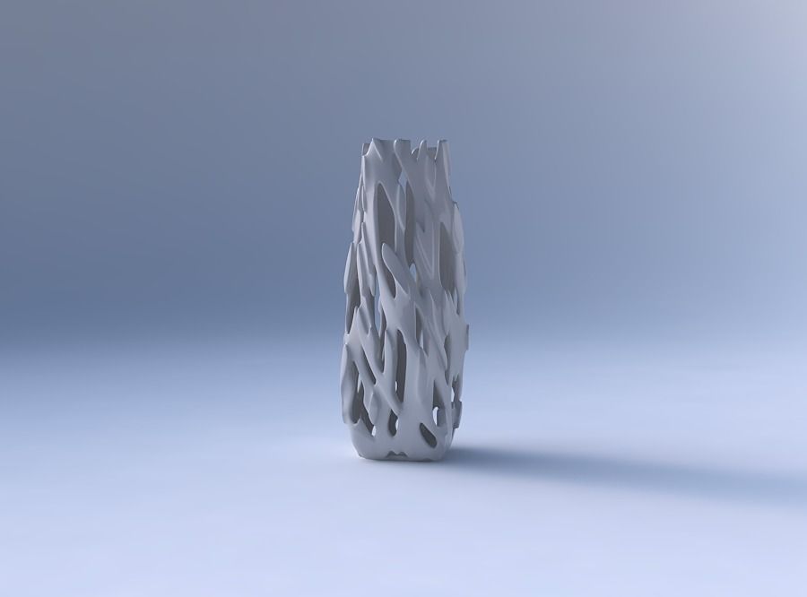 Vase twisted rectangle with smooth cuts and bulges 3D print model_4